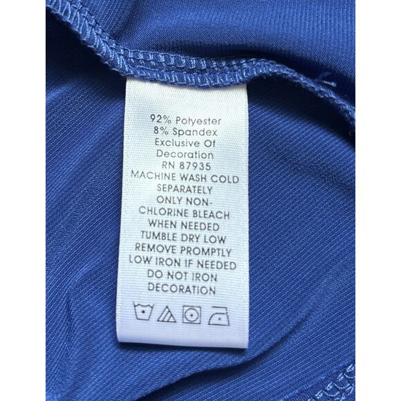 Susan Graver Liquid Knit Midi Shift Dress Women's Large Blue Beaded Neckline - Picture 10 of 10